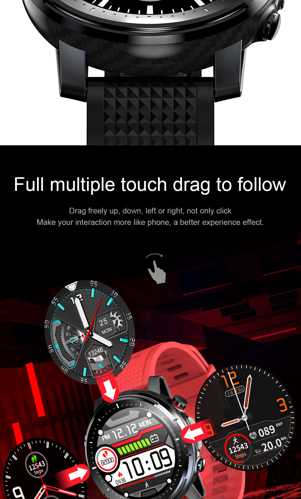 Temperature Smart Band L15 Watch Heart Rate Blood Pressure Monitor Cicret Bracelet Phone