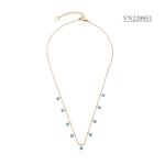 Women Girls Stainless Steel CZ Gold Jewelry Layered Turquoise Necklaces