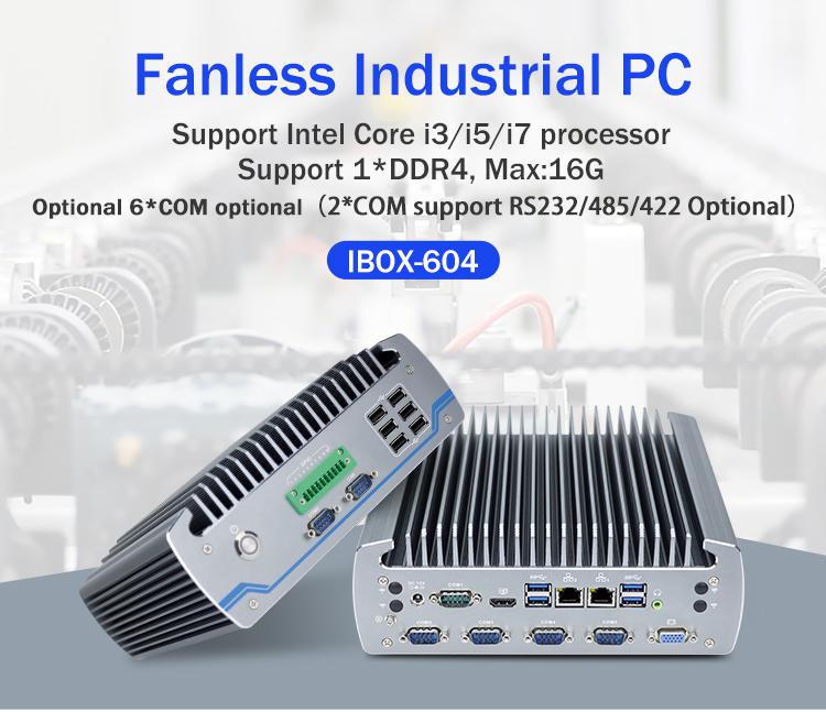 Fanless Industrial PC IBOX-604 Intel Core I5 6500T SSD HDMI Windows/Linux 01