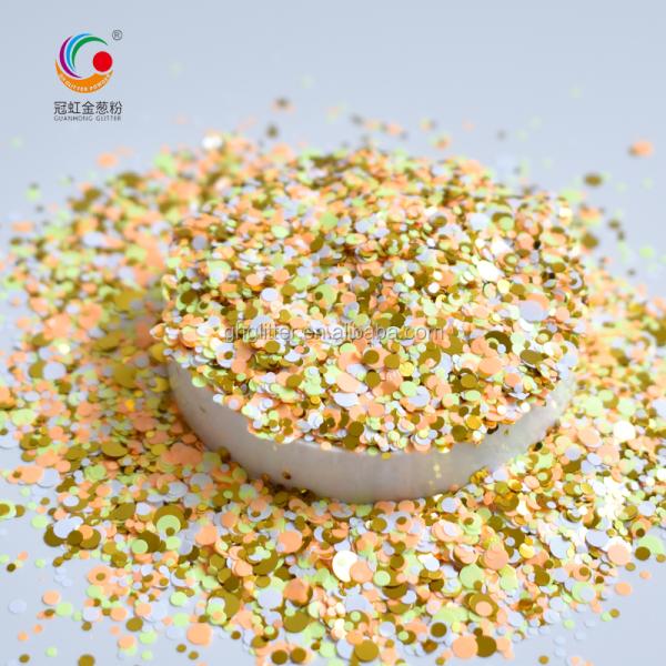 2mm Fluorescent Round PET Glitter Powder For Makeup Mixed Sequin