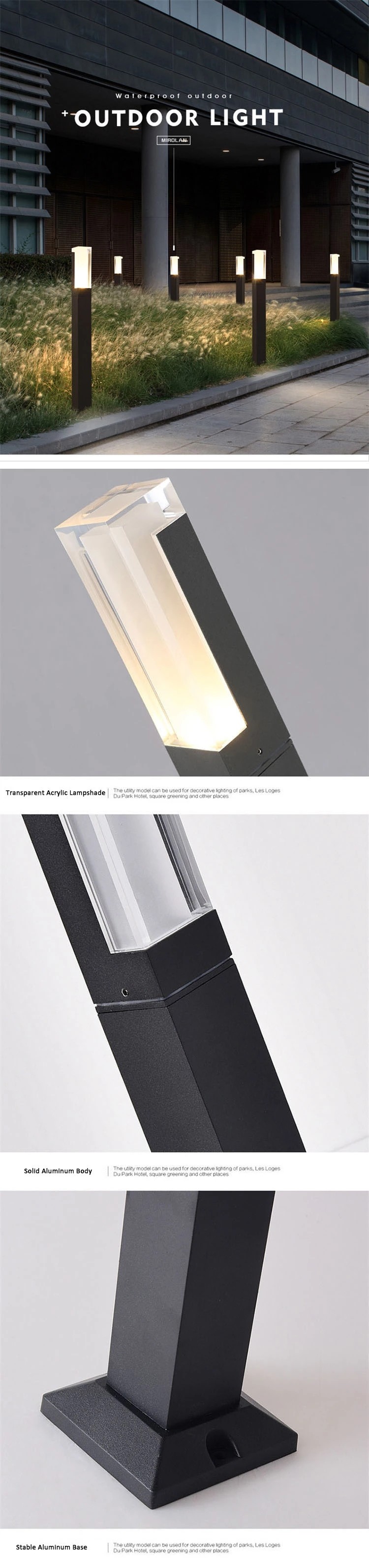 Acrylic Square LED Outdoor Lights Waterproof Modern Design For Corridor Garden