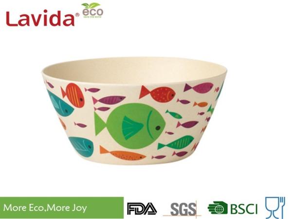 Anti - Bacteria Disposable Bamboo Bowls Fresh Ocean Fish Design High Strength