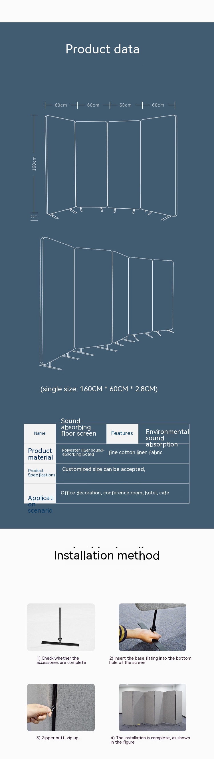 Modern Stylish Sound-Absorbing Folding Screen for Office Showroom and Cafe Decoration