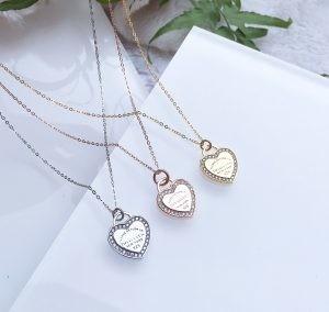 China 18 Inch Sterling Silver Heart Pendant Necklace Rhodium Plating wholesale