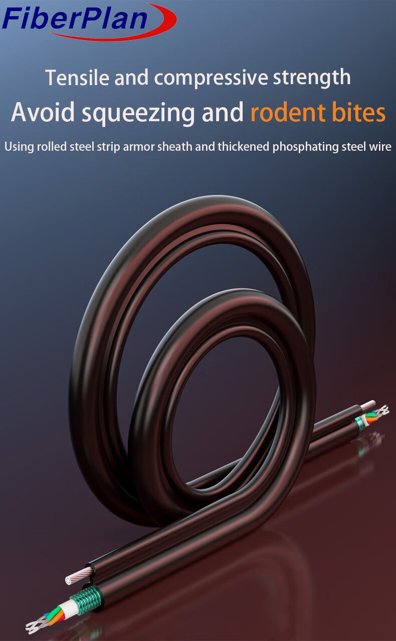 Single Multi Mode Fig-8 Armored 6 Core Armored Fiber Optic Cable Steel Wire Supported GYXTC8S