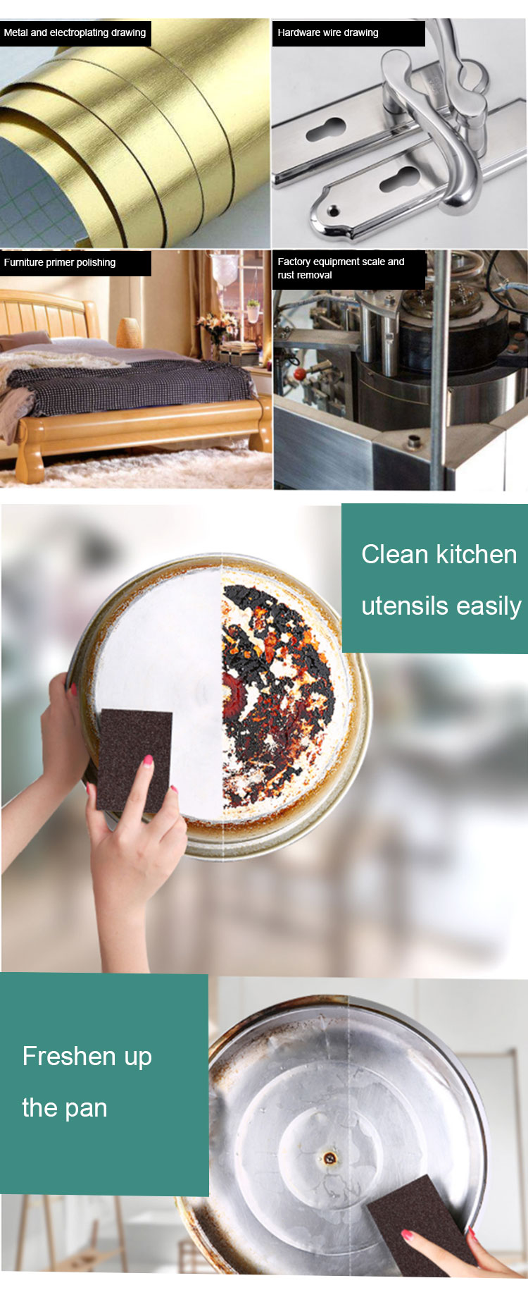 Rectangle Cleaning Scouring Pad Surface Refine Household Cleaning Sponge