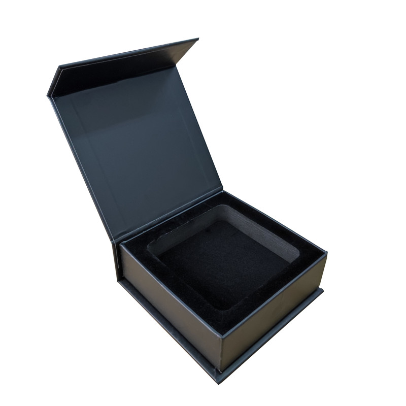 Others Custom Design Matte Black Rigid Paper Cardboard Gift Packaging Magnetic Box with Foam Insert