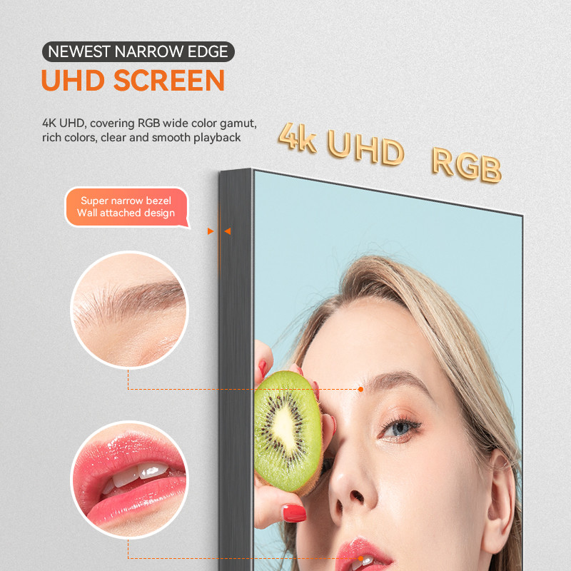 Aluminum 50 Inch Frameless Advertising Digital Signage Floor Standing Wall Mount