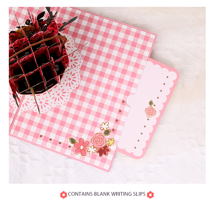 Flower Gift 3d Christmas Cards , Recyclable 3d Pop Up Cards