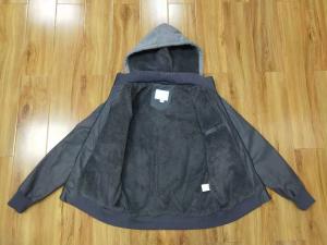 China Hooded Padded Faux Leather Jacket Motorcycle PU Fabric wholesale