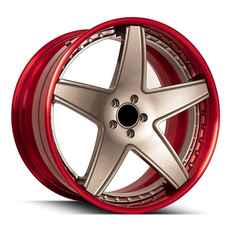 Deep Dish Lip Wheels 5 Spoke Aluminum Custom Forged Wheels 2 Pieces Forged Alloy Wheels For Sports Car