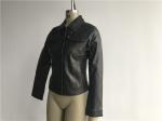 Button Through Ladies PVC Jacket , Pleather Dark Brown Jacket LEDO1739