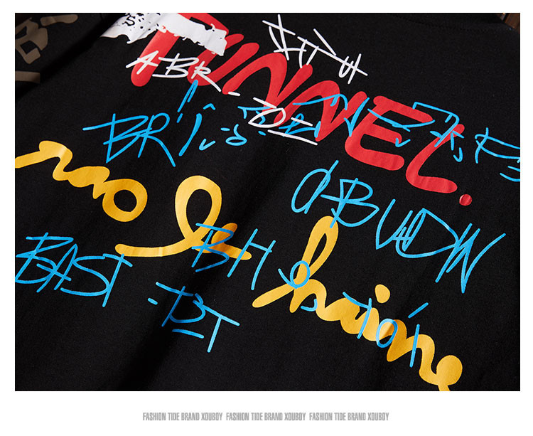 Dark Graphic Tees Short Sleeve Students Cotton T Shirts custom samll quantity clothing