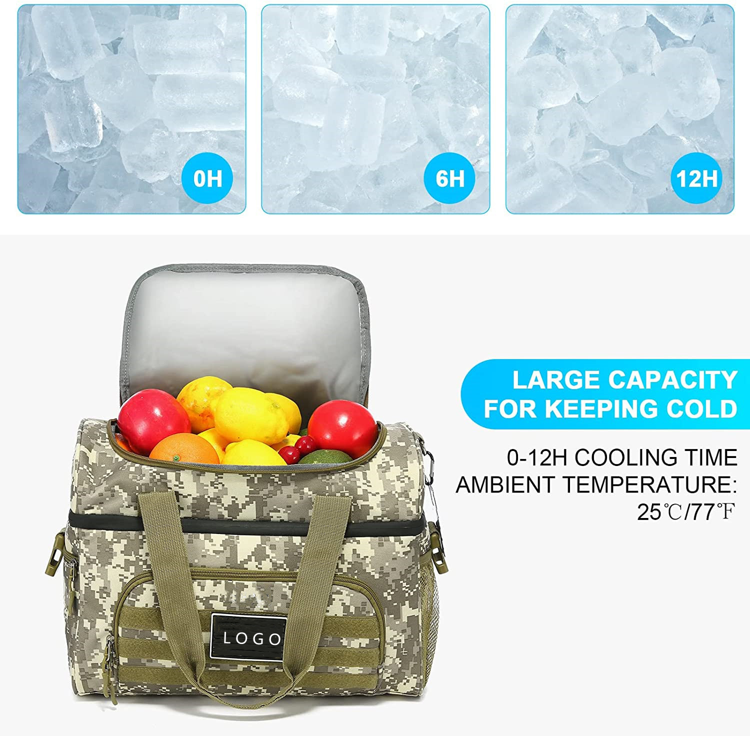 Cute Insulated Cooler Tote Bag Beach Beverage Sport Camping Freezer 15X10X10"