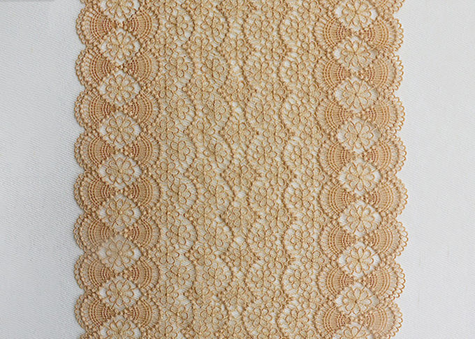 19 CM Champagne Wide Heavy Guipure Lace Trim With Scallop Edging / African Cord Lace