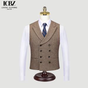 China Formal Striped Suit Vest for Groomsmen Group in Regular Length and Mandarin Collar wholesale