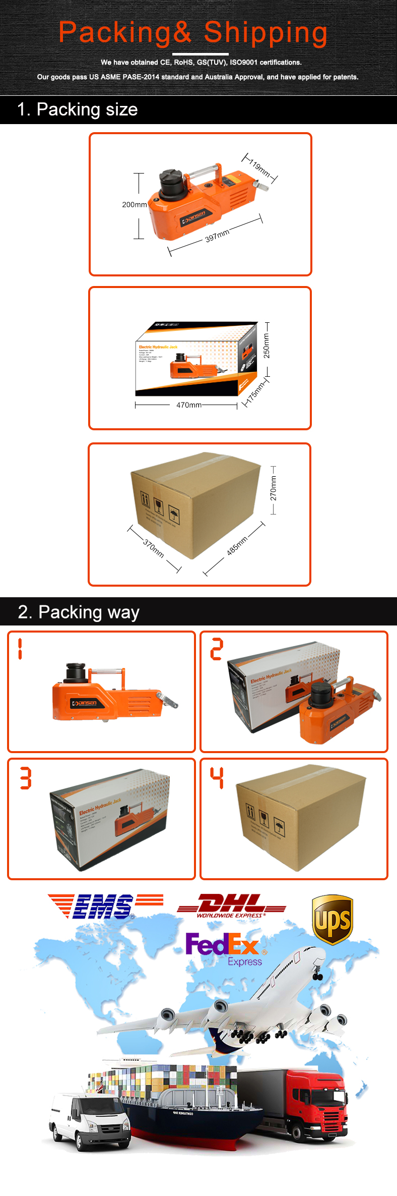 Pickup Truck 10 Ton Hydraulic Jack 30A Fuse With Pressure Ram