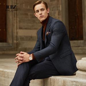 China 2 Pieces Blazer Vest Pants Set for Men's Slim Fit Wedding Suit Business Formal Wear wholesale