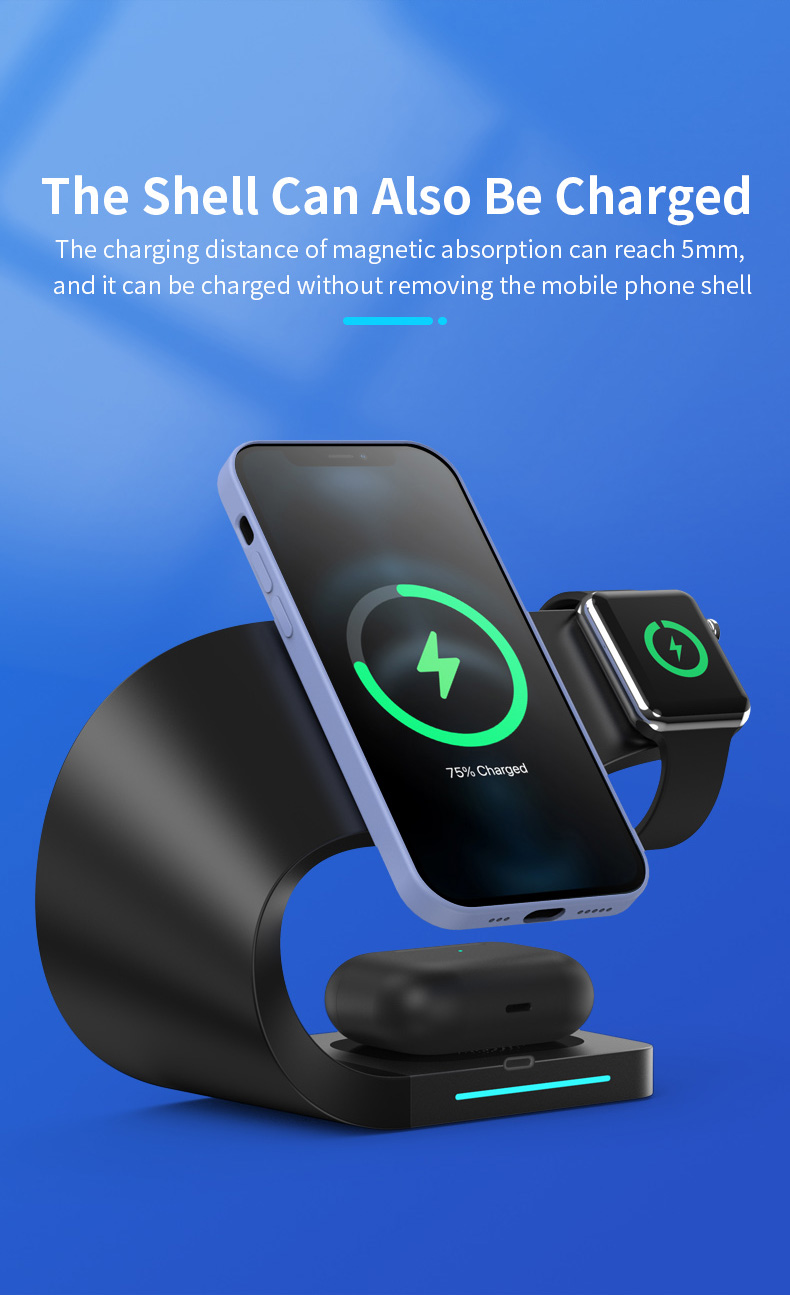 4 in 1 Magnetic Wireless Charger Stand for iPhone 14 15W Fast Charging Dock Station