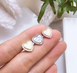 Heart Stud 925 Sterling Silver Hypoallergenic Silver Drop Cubic Zirconia Earrings