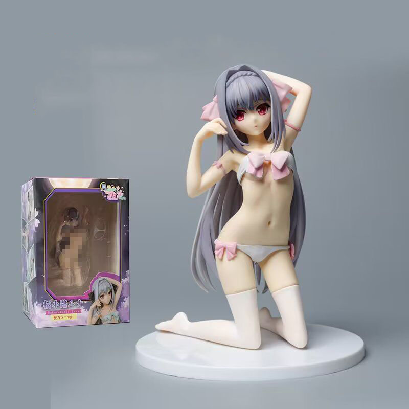 Beautiful Girl Series Q-six Etiquette for Girls Near the Moon Sakura Path Luna Kneeling Hand made Ornament Model