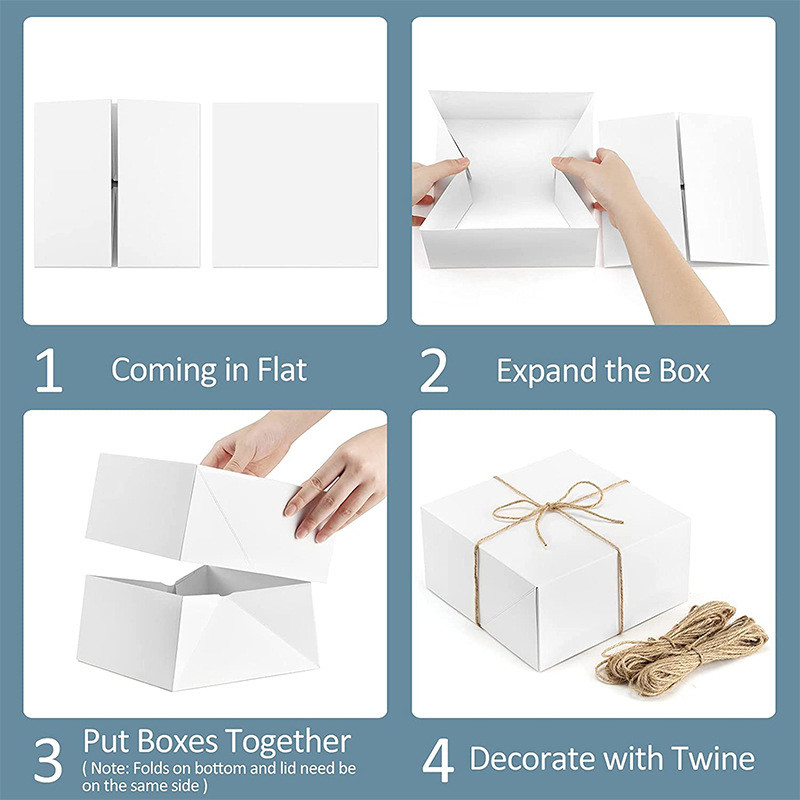 White Square Cardboard Gift Packaging Box Kraft Paper Packaging