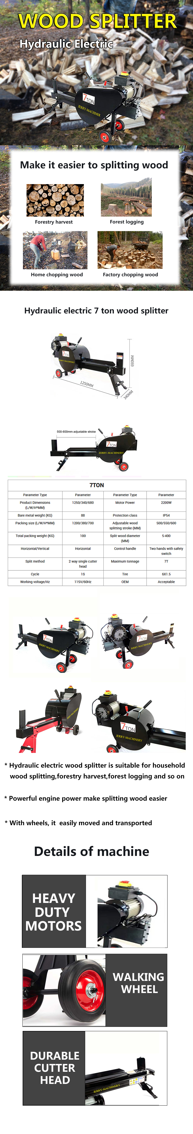 100 KG Electric Log Splitter Wood Splitting Machine for Quick Firewood Processing