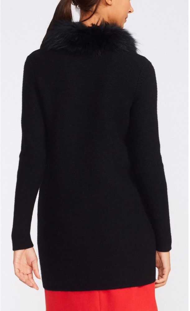 70 Wool 30 Cashmere Knit Cardigan Sweater Warm With Fur Collar Multi Size
