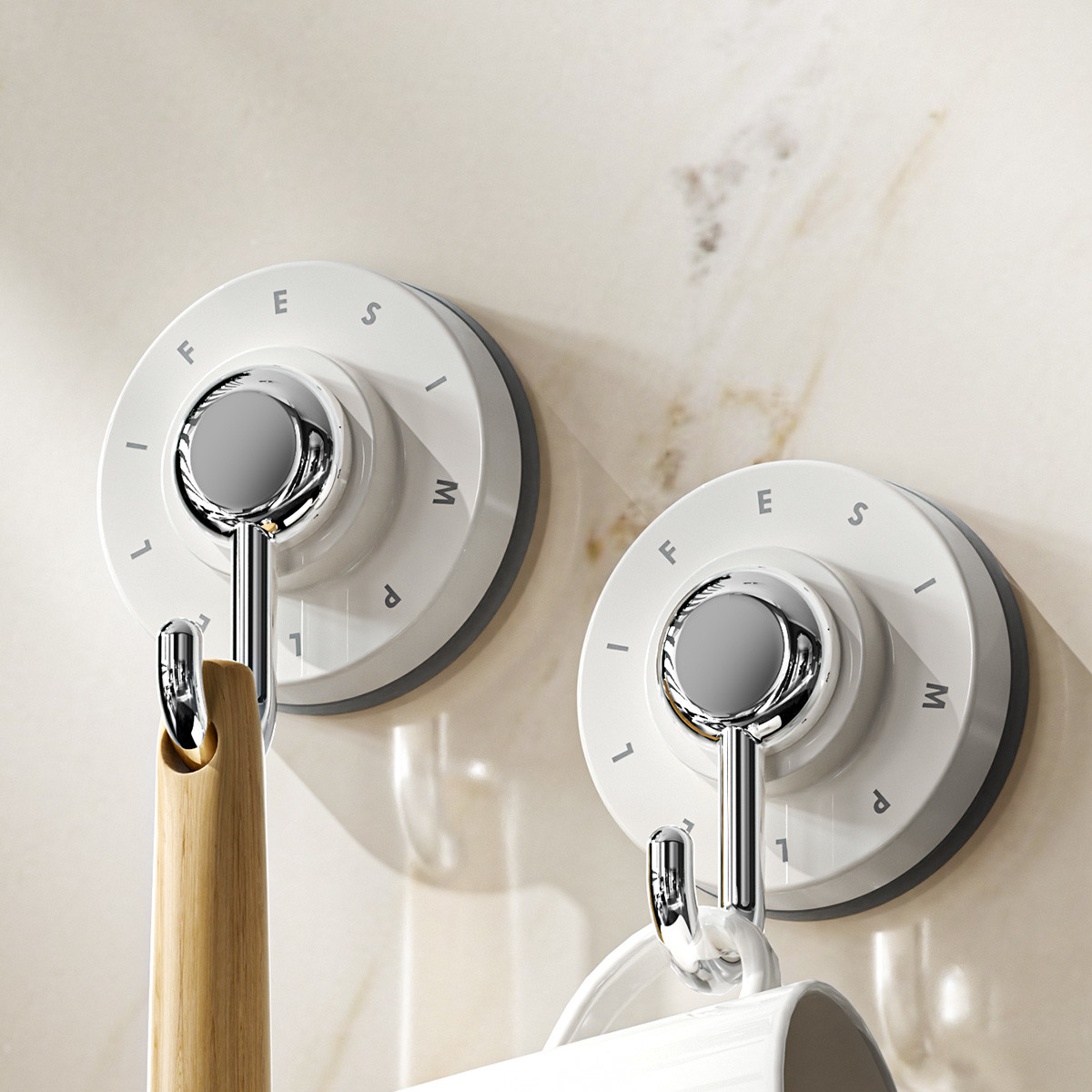 Wholesale New ABS Reusable Dry Wall ABS Shower Hooks Round Strong Vacuum Suction Cup Hooks