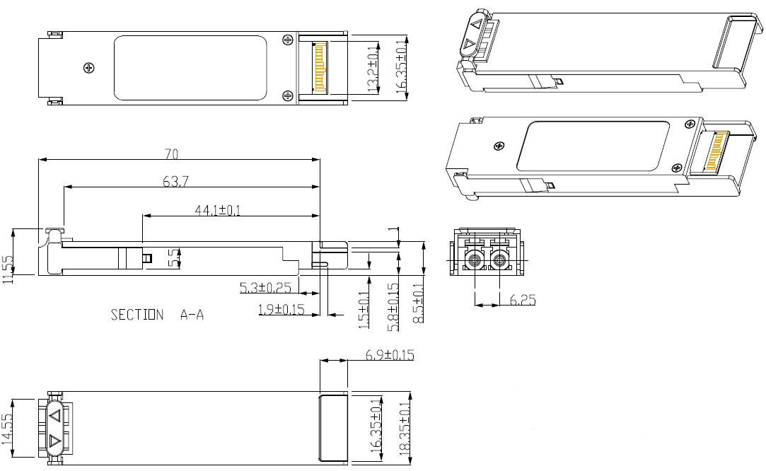 CWDM XFP 10G 10Km 1270nm~1330nm xfp optical transceiver module with DDM