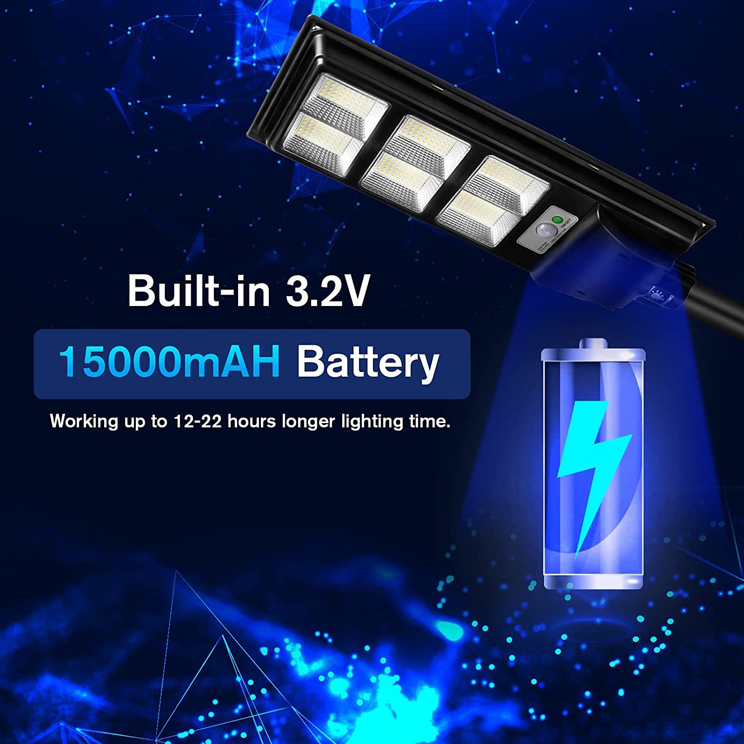 120 Watt Solar Street Light For Outdoor 5000K Daylight White Flood Endurance IP65 Waterproof