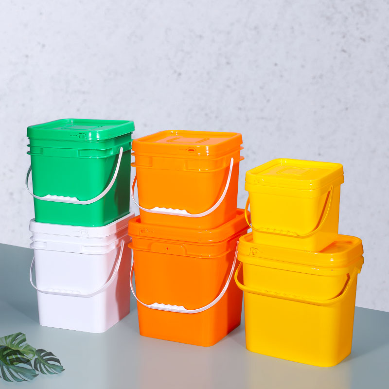 Square Plastic Barrel With Lid Handle For Paint Food Shea Butter Sauce Packaging Box 10L Capacity