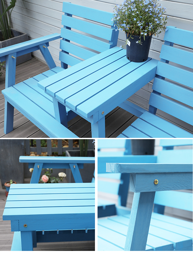 Outdoor Courtyard Solid Wooden Double Chair Bench with Table Enjoy Your Patio in Style