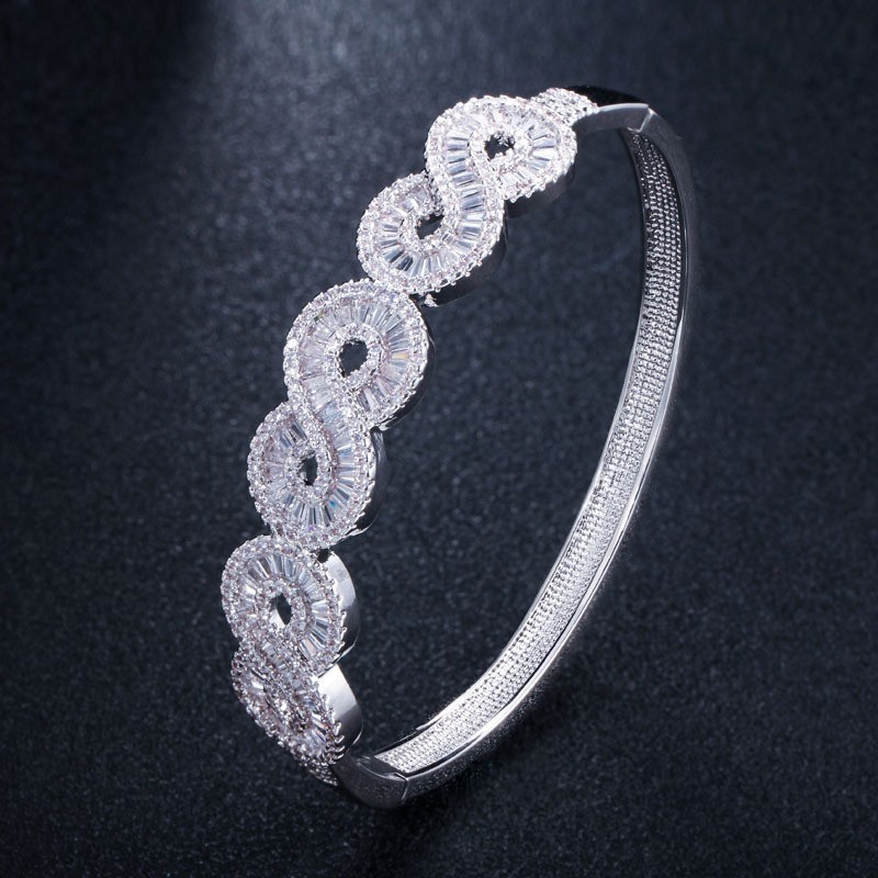 Fashion Bangle cuff Gold Filled AAAAA Cz stone Party Bracelets Bangles for women bridal Bracelet Jewelry