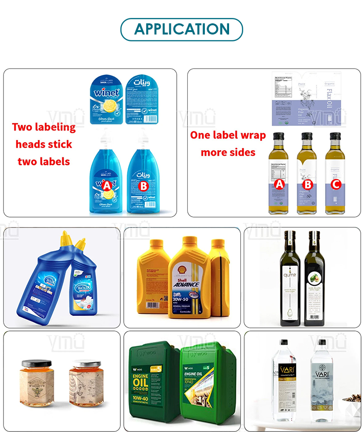 YM610 Fully Automatic Bottle Three Four Sides Wrap Around Labeller For Hexagon Glass Jam Spice Jars