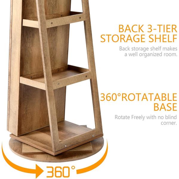 360° Swivel Jewellery Cabinet Mirror ‎Glass Rotating Mirror Cabinet Frameless