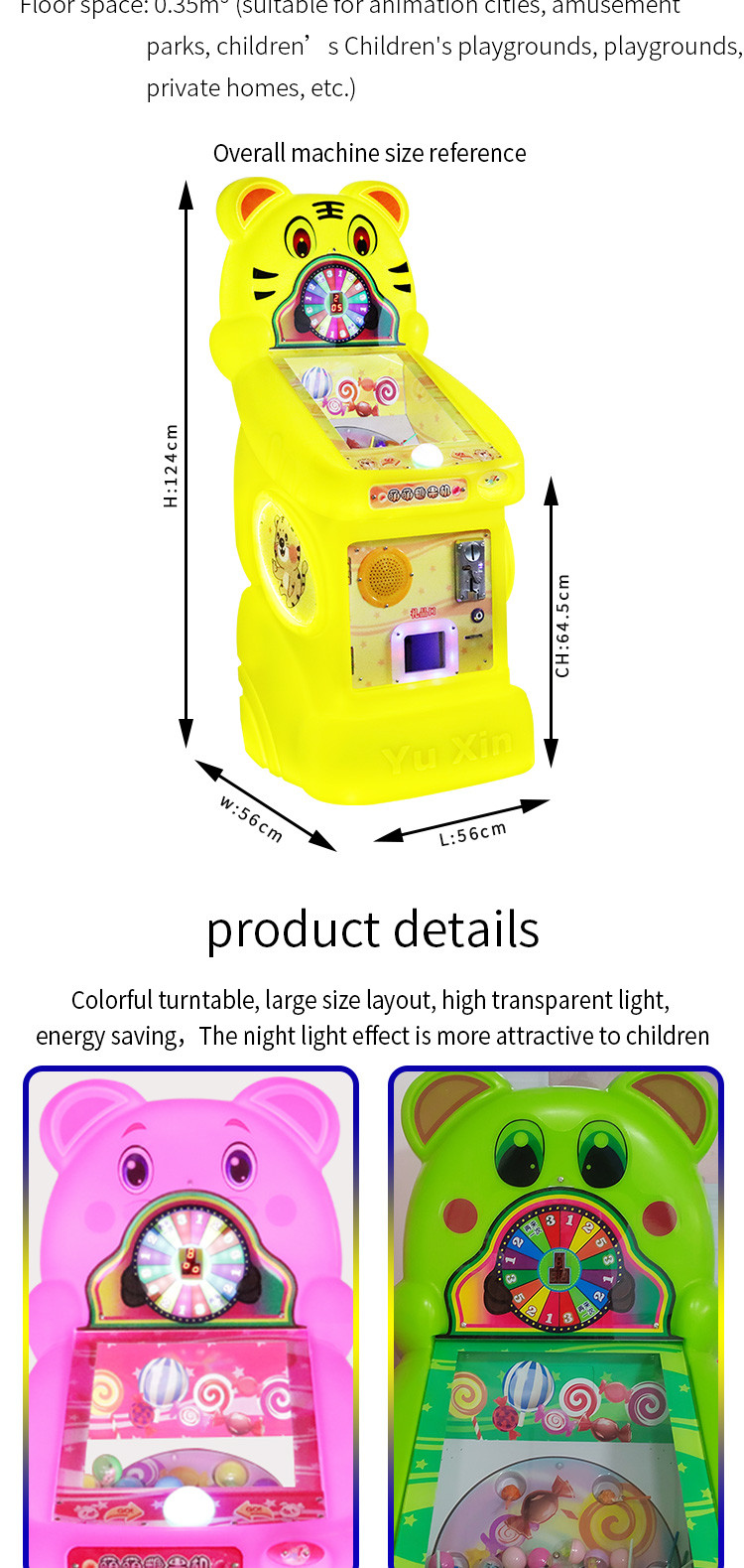 sweet candy claw machine grabber Enchanting Tiger Colorful Candy Dispenser