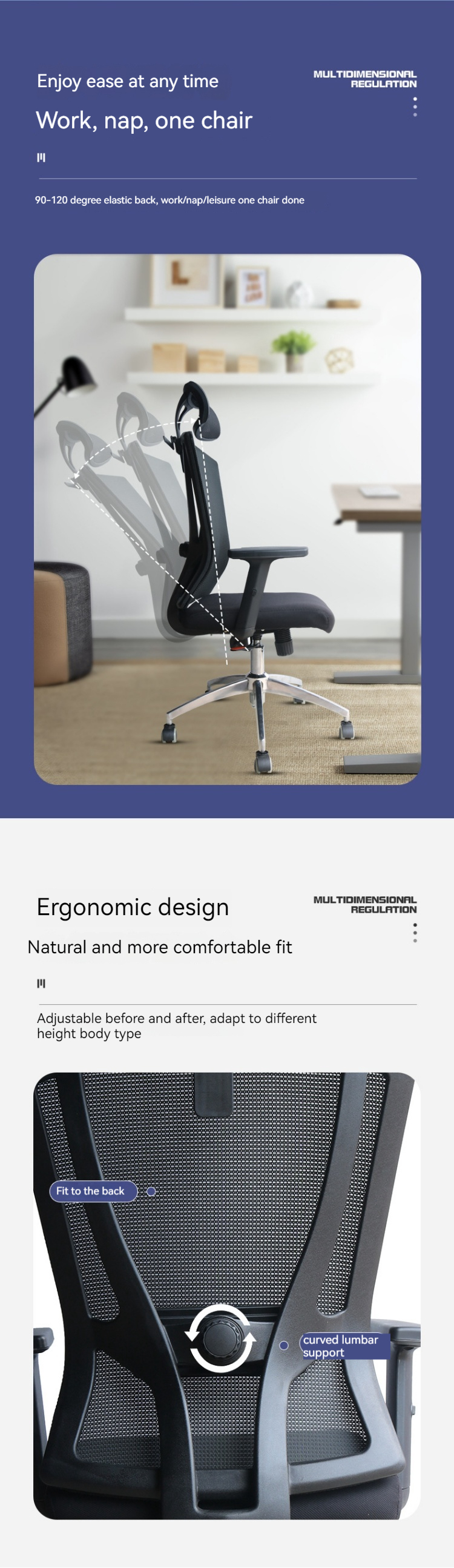 Adjustable Headrest Mesh Chair for Modern Office Furniture and Ergonomic Comfort