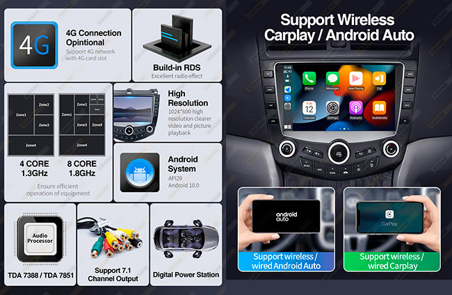 Honda Accord 7 Car Android Multimedia Player MAP Quad Core 2 Din Car GPS Radio