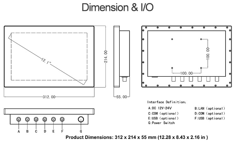 10 Point Capacitive Touch Stainless Steel Panel PC , Fanless Ip66 Ip69k I7 Panel Pc