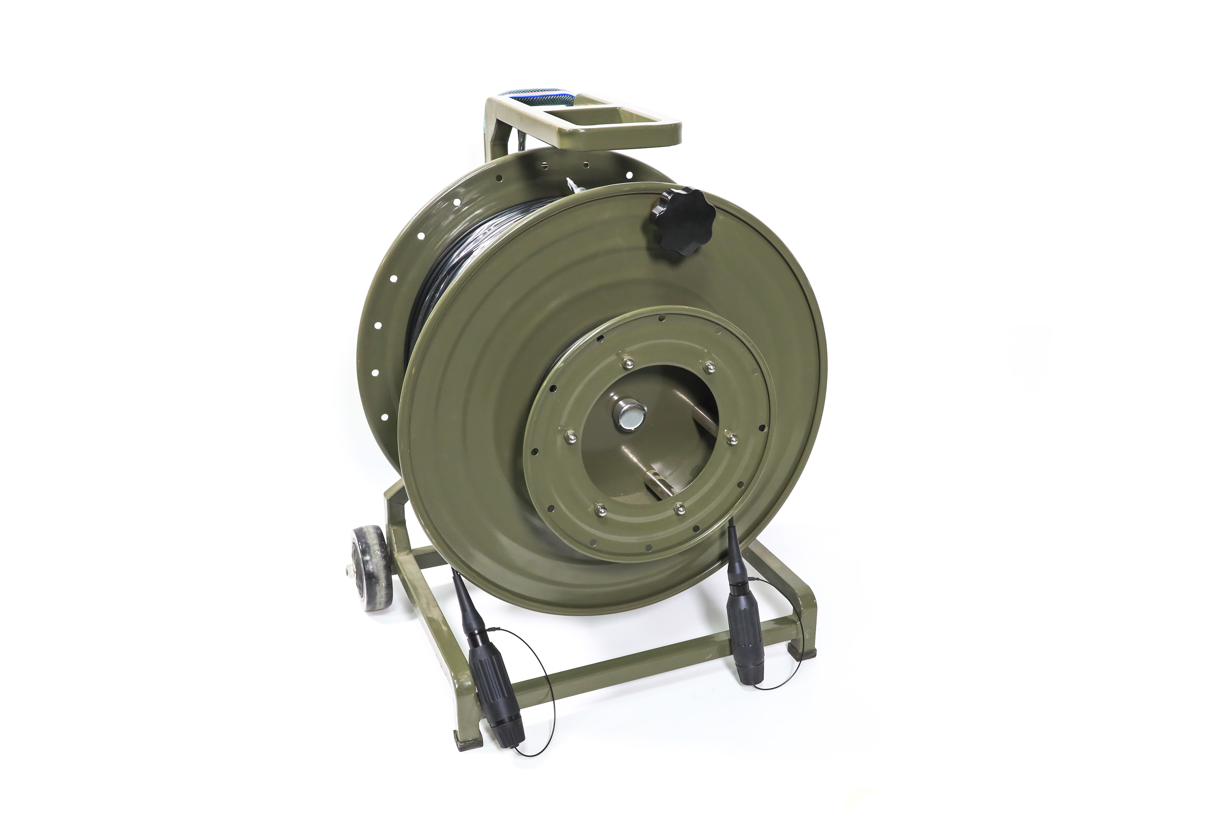 Fiber Optic Cable Spool With Expanded Beam Fiber Connector or SC, FC, FC, PDLC, ODC connector