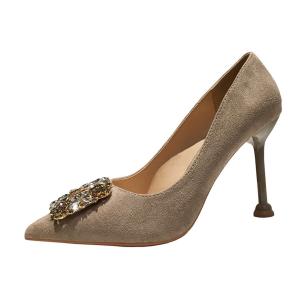 China 9333-022 Korean Fashion Suede Pointed Rhinestone High Heels Sexy And Thin Net Red Women'S Single Shoes Stiletto Women'S wholesale