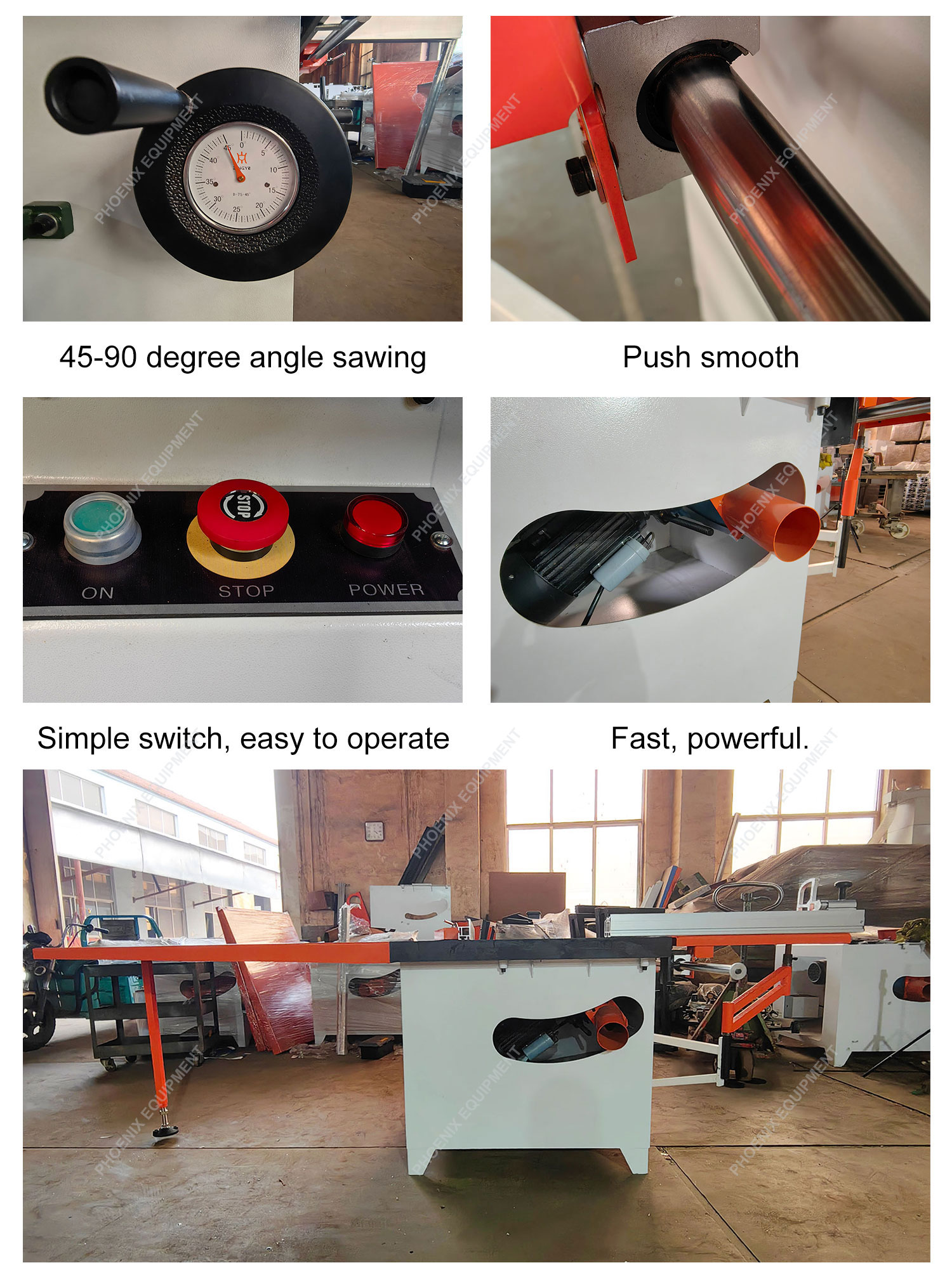 Sliding Table Swing Angle Circular Saw for 45 Degree Inclined Cutting 850*2800*1500mm