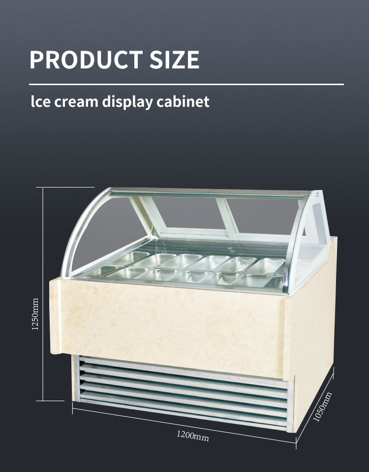 Transparent Pastry Ice Cream Display Cabinet , Stainless Steel Gelato Cabinet