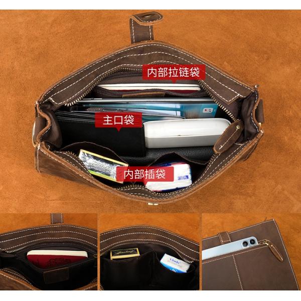 Genuine Cowhide Crazy Horse Leather Men'S Clutch Large Capacity Wallet European And American Retro Crossbody Shoulder Bag Mobile Phone Men'S Bag