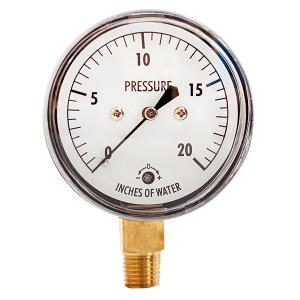 China SS 63MM 2.5'' 1/8 BSPT Low Pressure Air Gauge 20 IWC Low Pressure Manometer wholesale