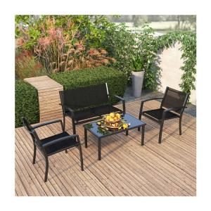 China Balcony or Patio Lounge Set Metal Frame Garden Set for Outdoor 4 Seating Relaxation wholesale