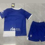 White Blue Kids Soccer Jerseys Twill Jacquard Football Jersey Custom Name