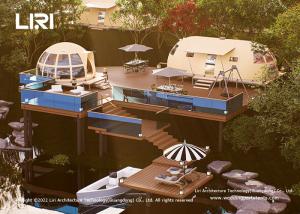 China 5m Dome Glamping Tent With Aluminum Frame Structure Wooden Structure wholesale