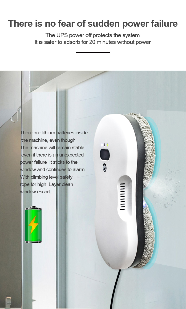 Ultra Thin Electric Window Washing Robot for Noise 65dB and PRODUCT SIZE 295*145*62mm